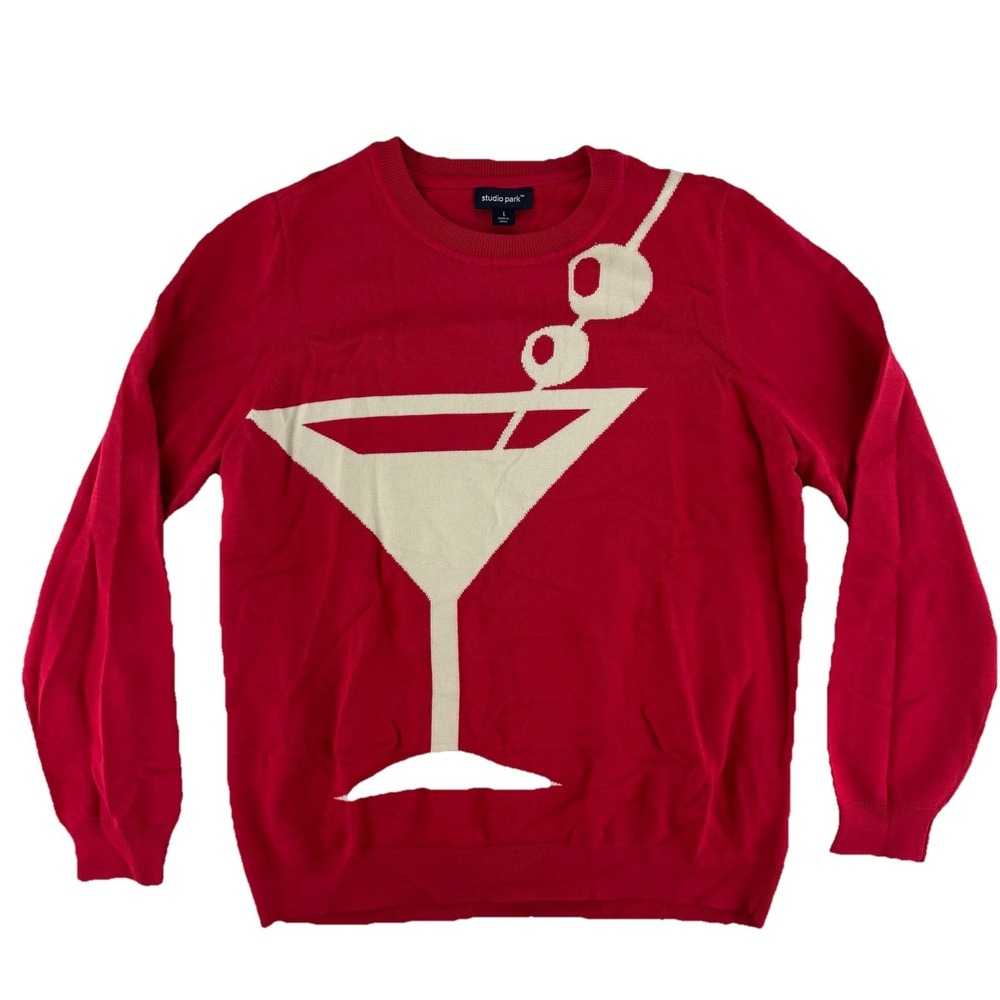 Studio Park X Alberti Popaj Martini Icon Sweater Womens Large Red